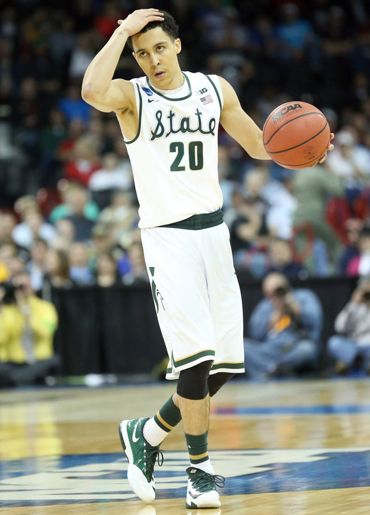 Travis Trice wearing Nike KD VI 6 Michigan State Spartans PE