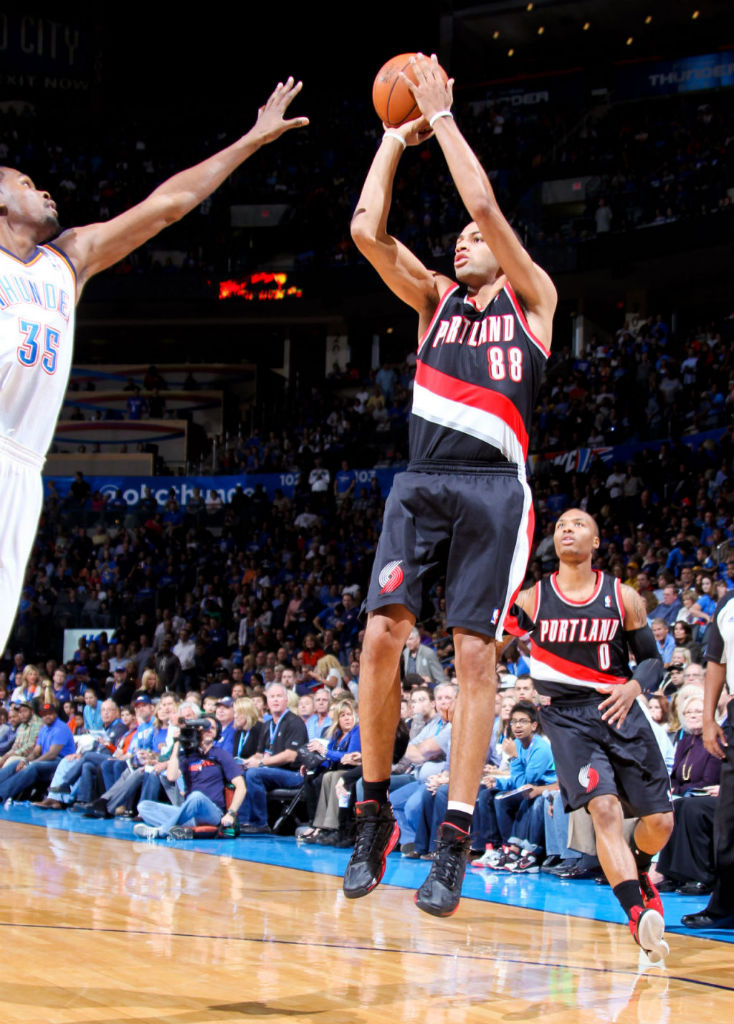 Nicolas Batum wearing adidas adizero Crazy Light 2