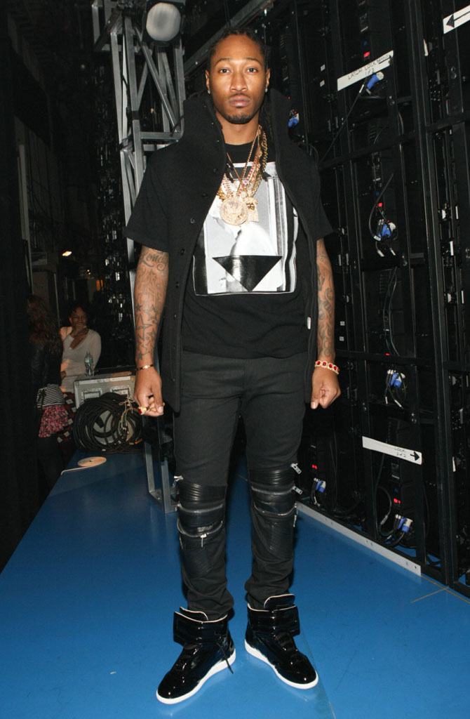 Future wearing Maison Martin Margiela Patent High-Top Sneakers