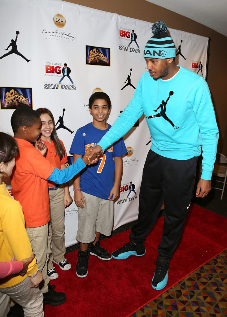 Carmelo Anthony wearing Air Jordan 12 Retro Gamma Blue (1)