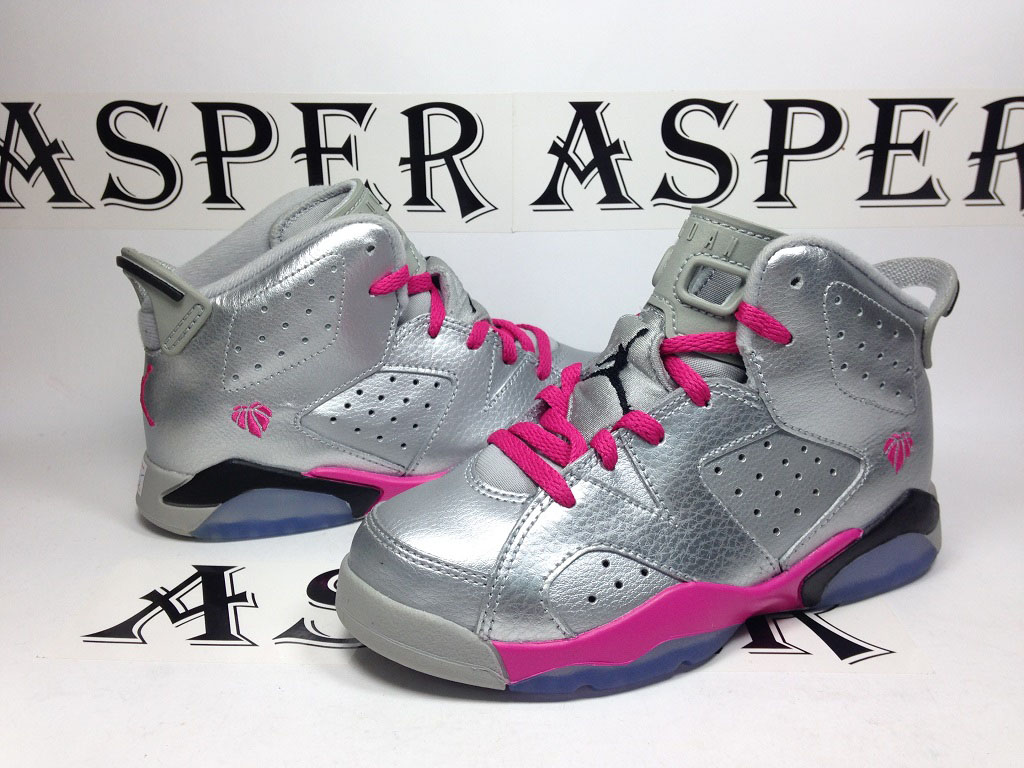 Air Jordan 6 Girls Silver/Pink (5)