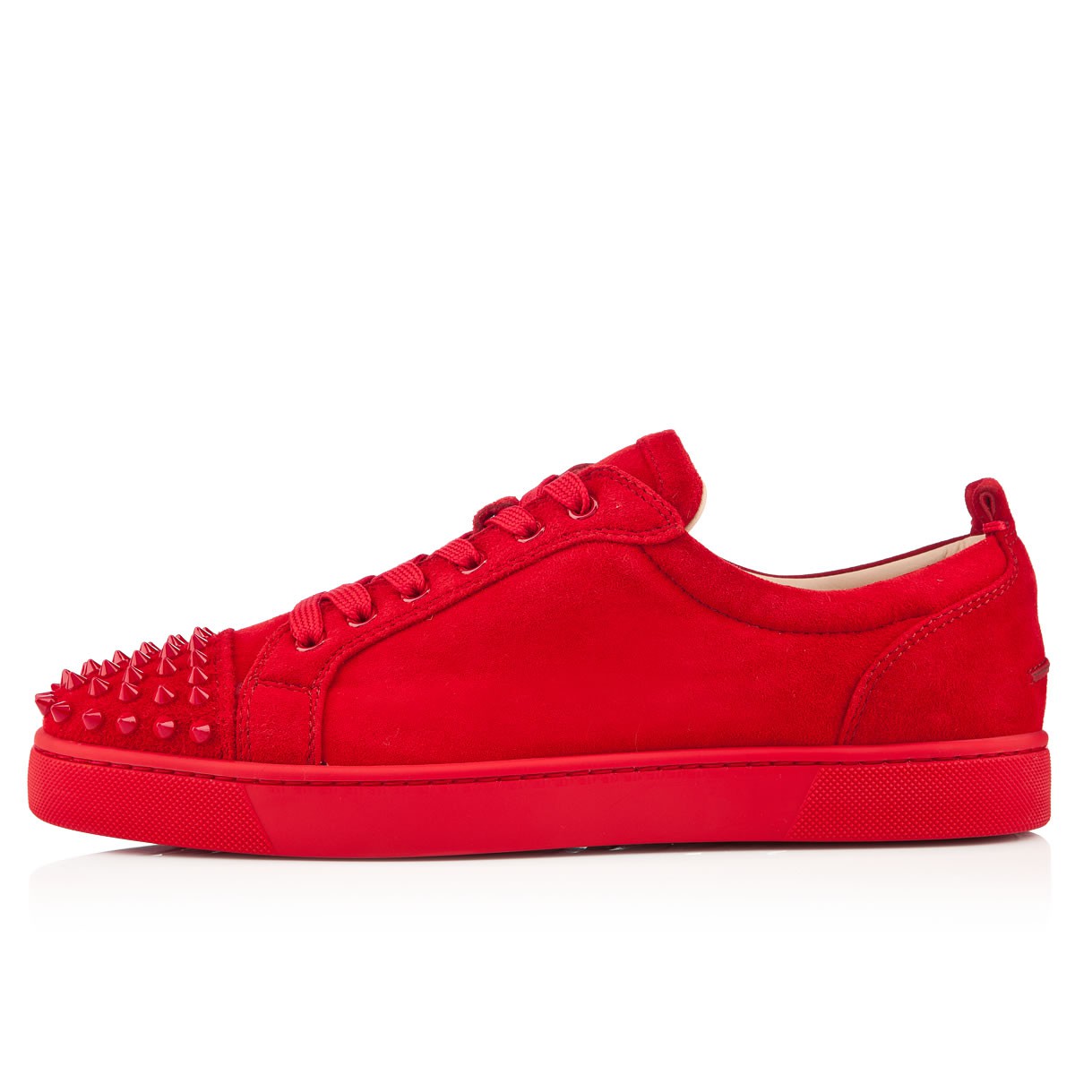 Christian Louboutin Red Suede Louis Junior Spikes Sneakers Christian  Louboutin