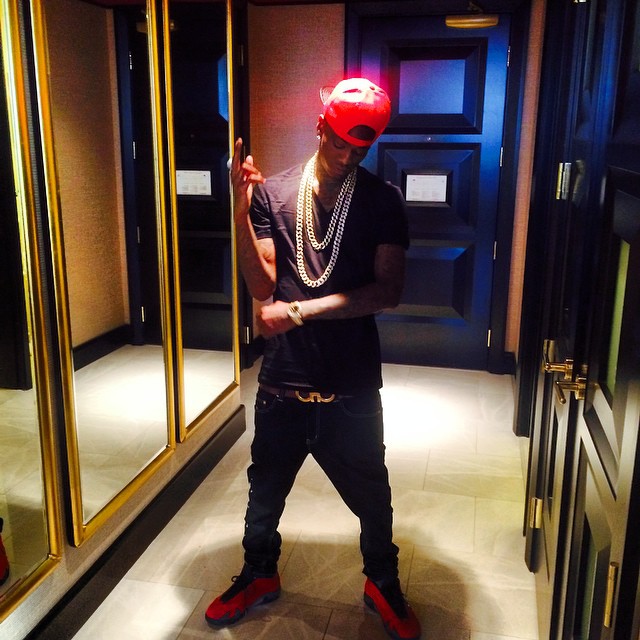 Soulja Boy wearing Air Jordan XIV 14 Ferrari