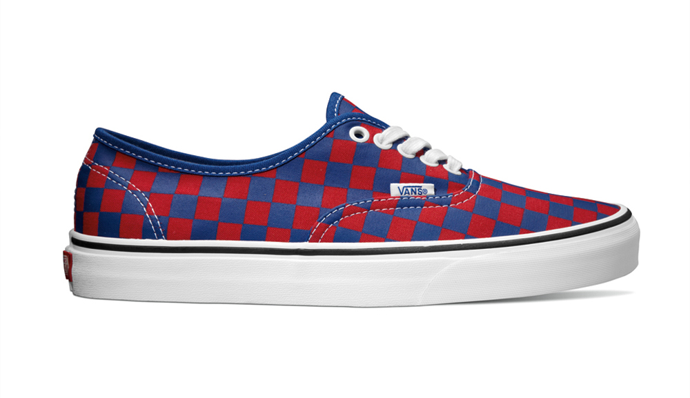 Blue and outlet orange checkered vans