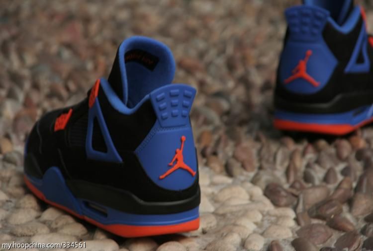 Air Jordan 4 IV Cavs Knicks Shoes Black Orange Blaze Old Royal 308497-027 (45)
