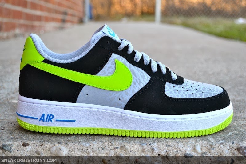 black and lime green air force ones