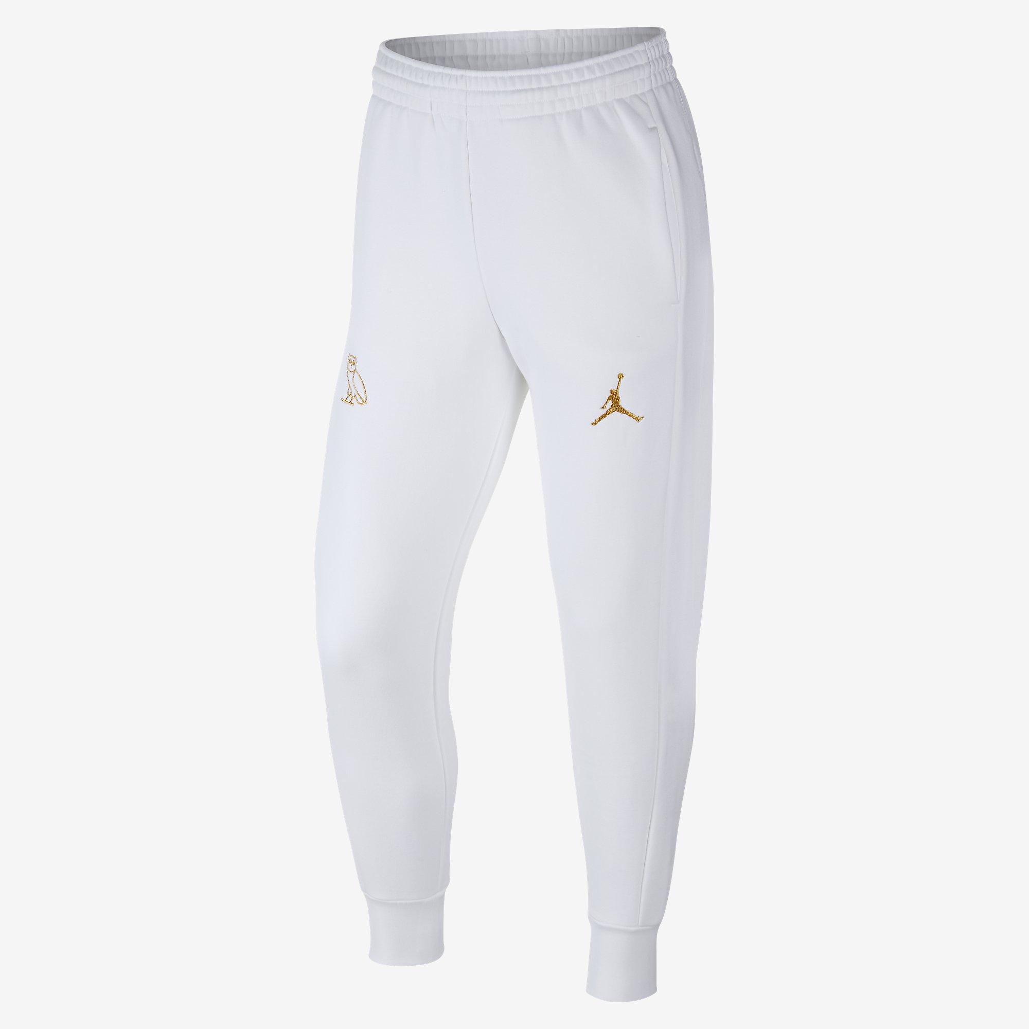 white and gold sweatpants