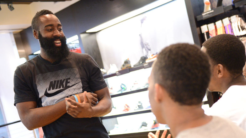 xJames Harden Surprises Foot Locker Shoppers with a Fresh Start