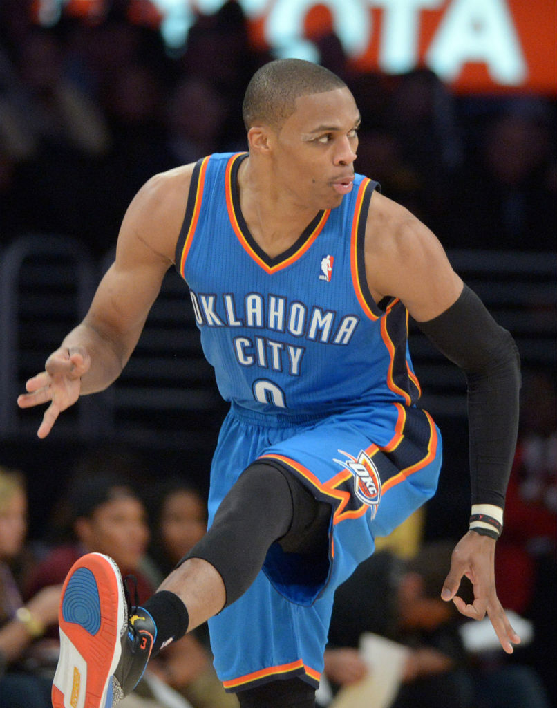 Russell Westbrook wearing Air Jordan III 3 OKC Away PE (4)