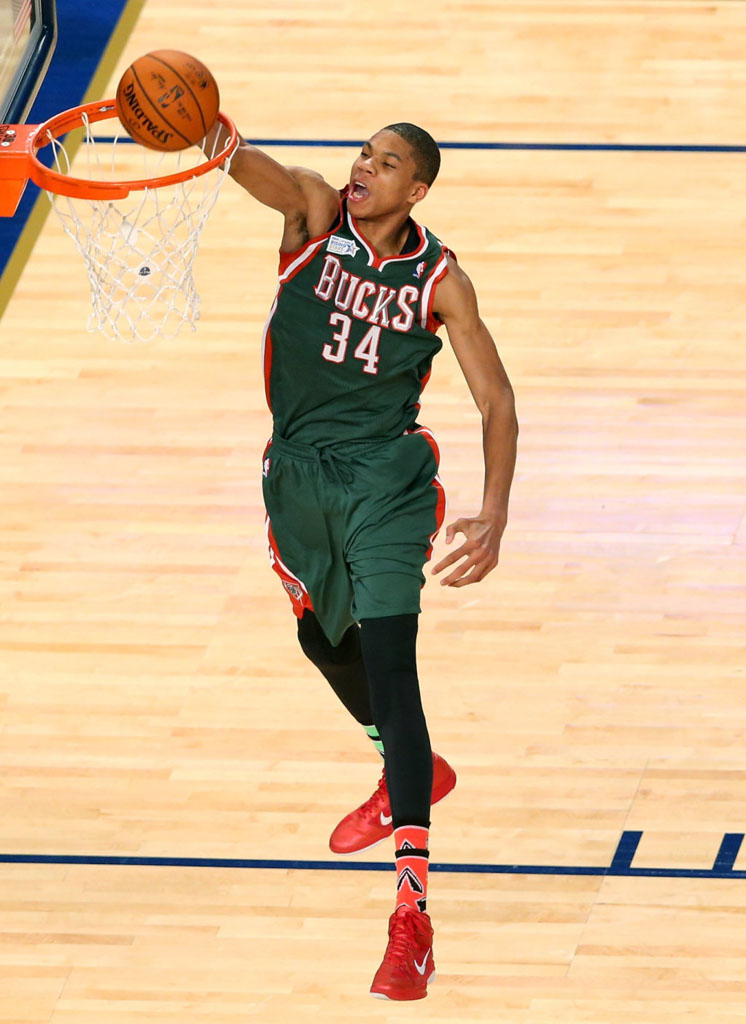 Giannis Antetokounmpo wearing Nike Zoom Hyperfuse