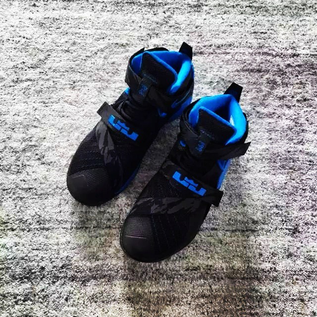 blue and black lebrons
