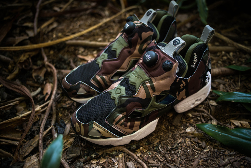 aape by a bathing ape x reebok pump fury camo upper