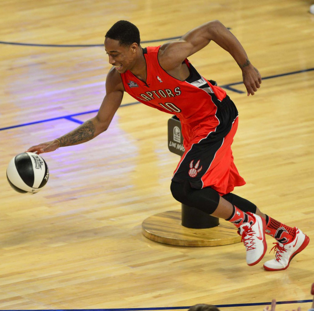 DeMar DeRozan wearing Nike Kobe 8 iD