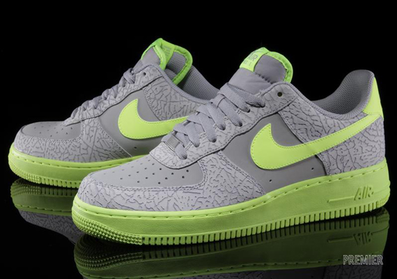 gray and green air force ones