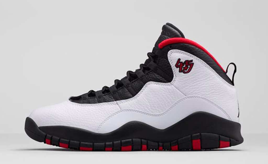 red black and white jordan 10