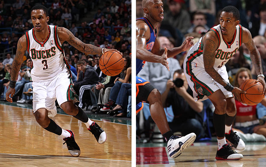 Brandon Jennings Wears Black/Red/White Micro G Black Ice Low