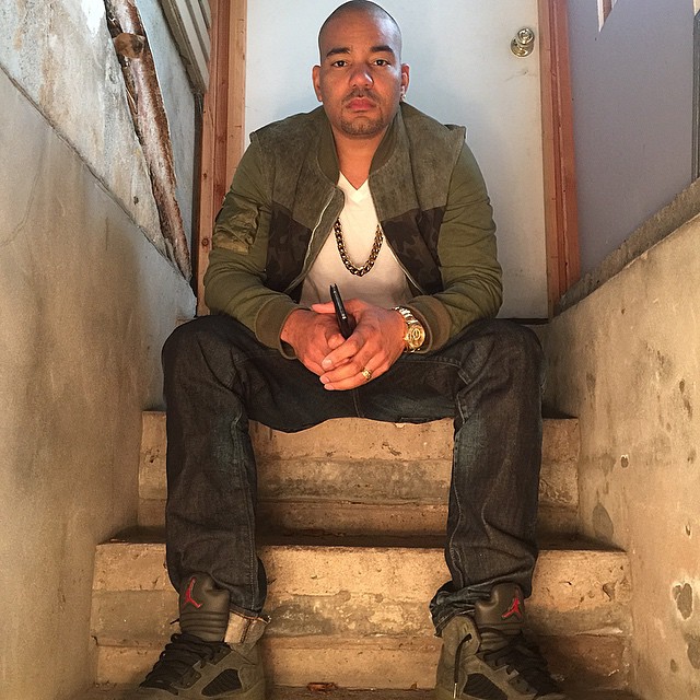 DJ Envy wearing Air Jordan V 5 Fear Pack