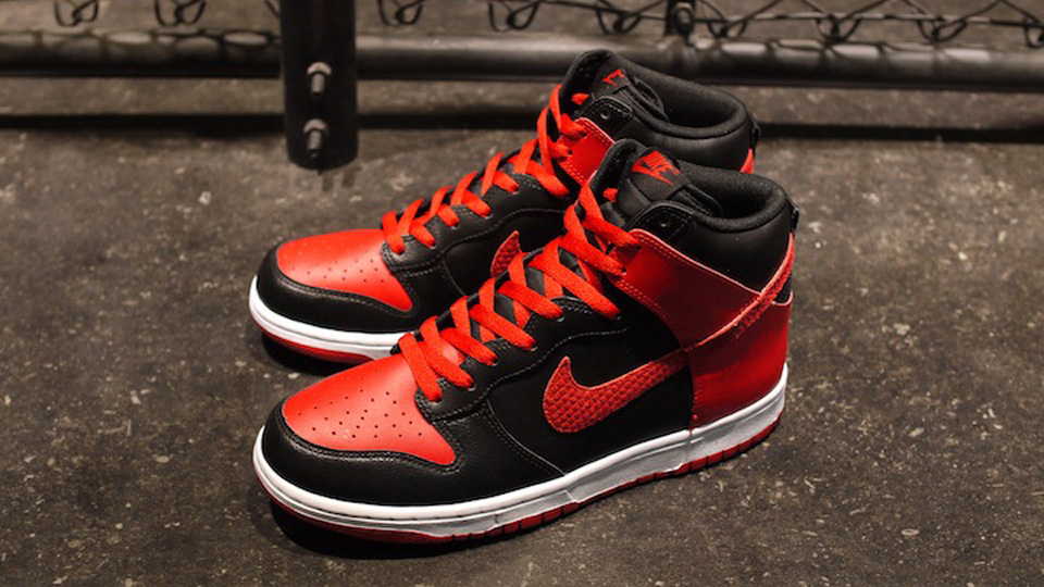 nike dunk high red black