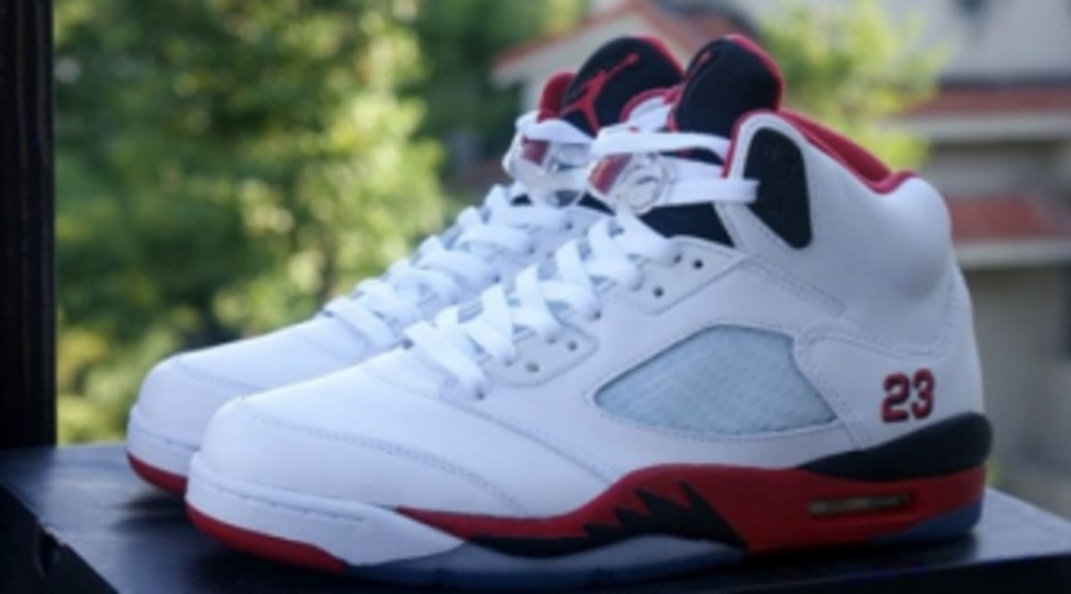 jordan 5 retro fire red on feet