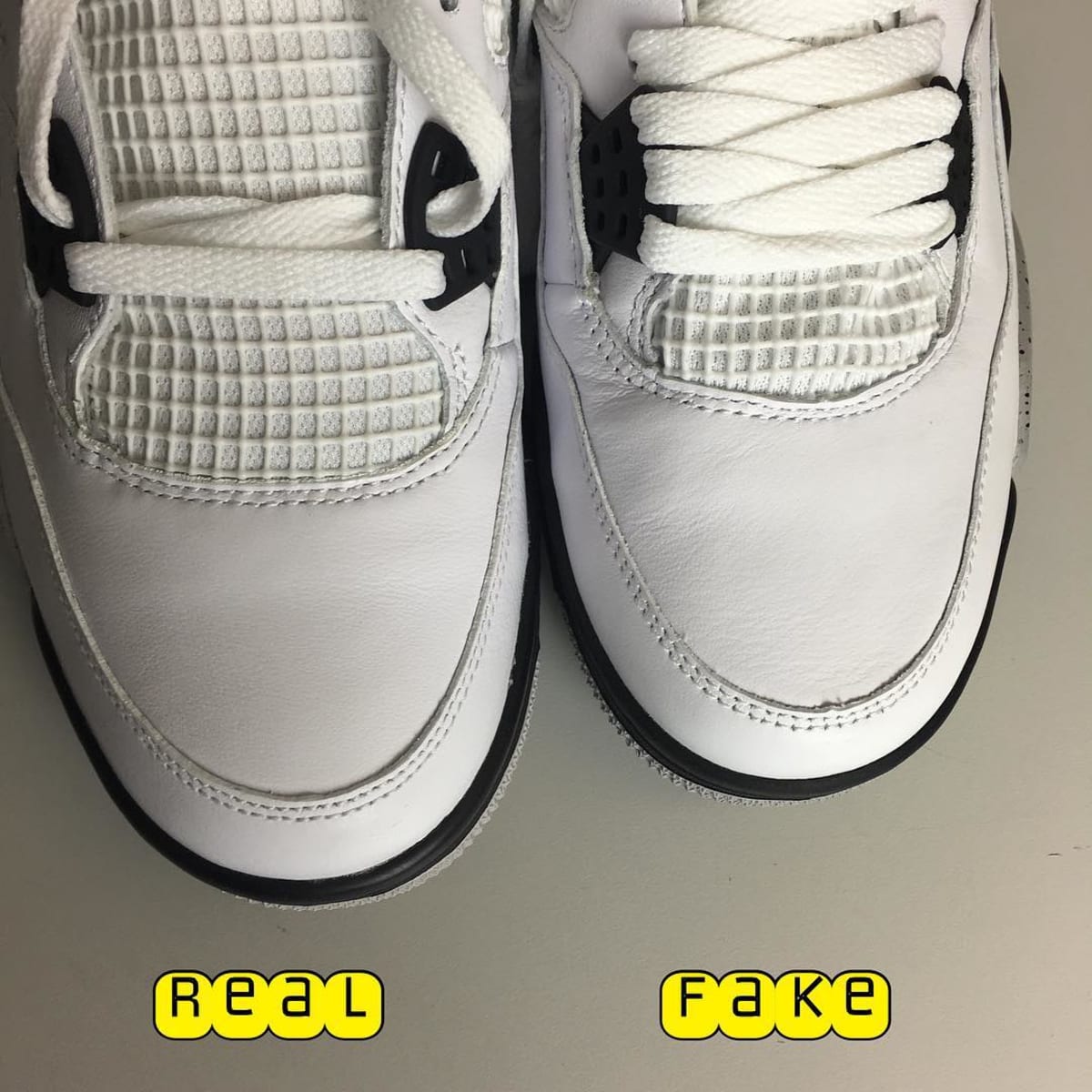 jordan 4 military fake vs real