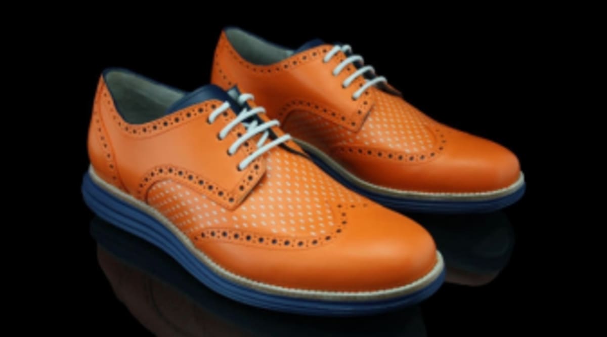 orange wingtip shoes