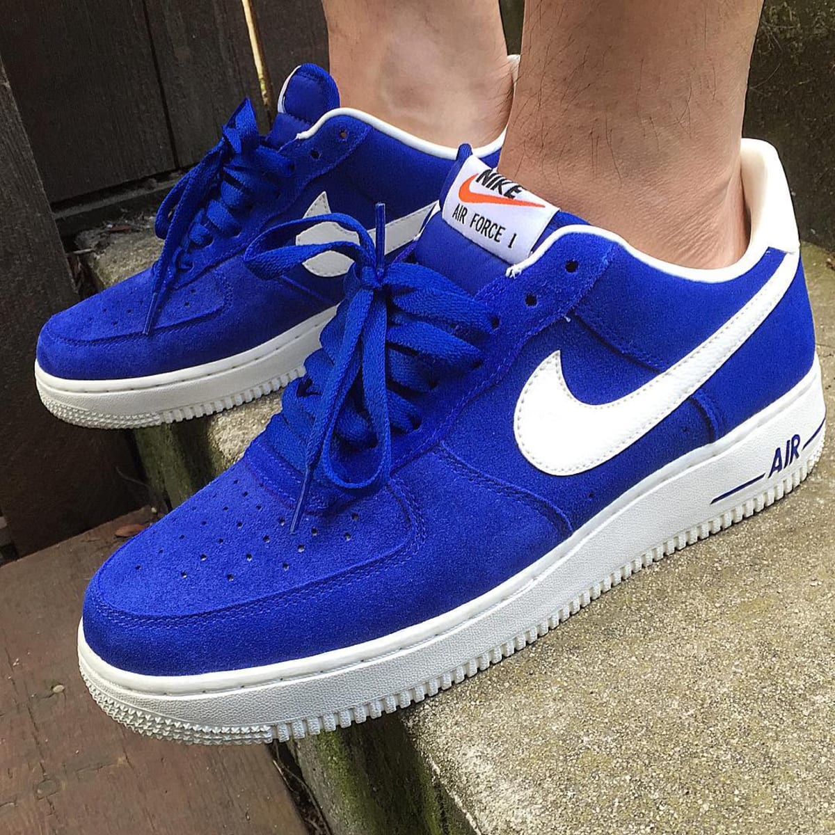 navy blue suede air force ones