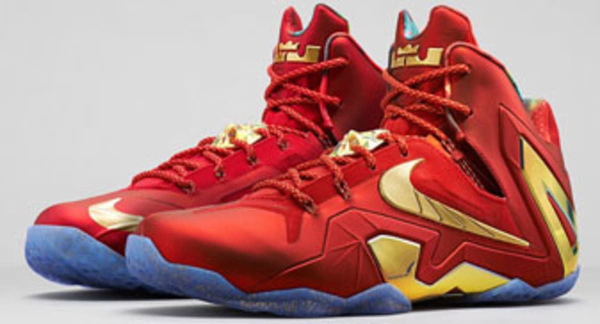 lebron red and gold shoes