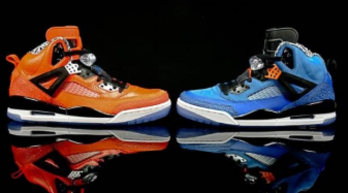 Jordan Spiz'ike New York Knicks Blue vs. Orange Comparison Sole