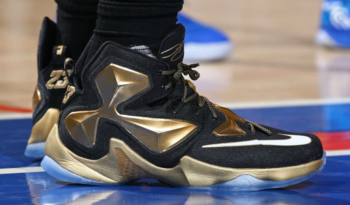 LeBron James Wearing a Black/Gold Nike LeBron 13 PE - Every Sneaker ...