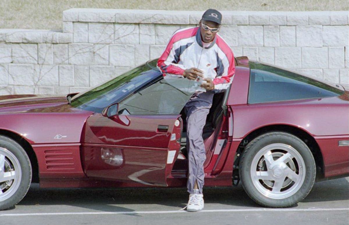 Michael Jordan in his Corvette