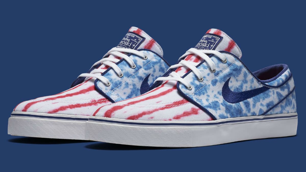 white and blue janoskis