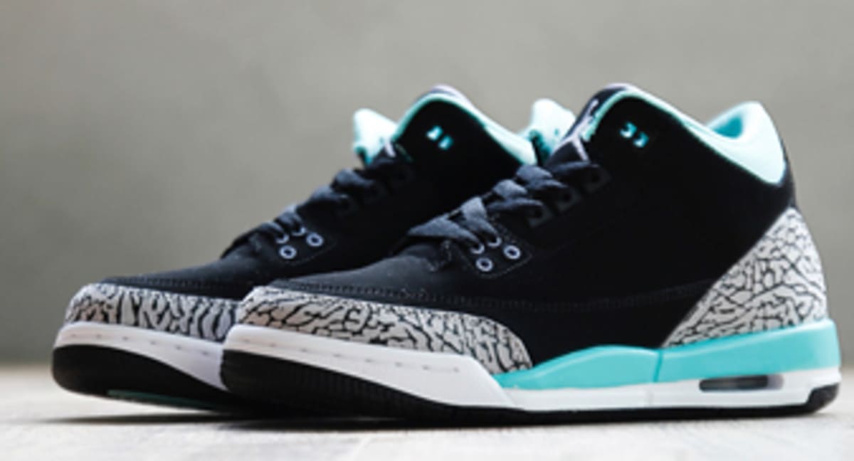 black purple and turquoise jordans