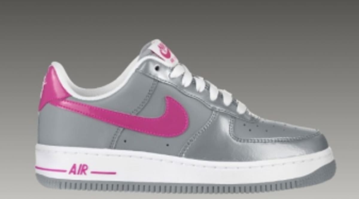 gray and pink air force ones