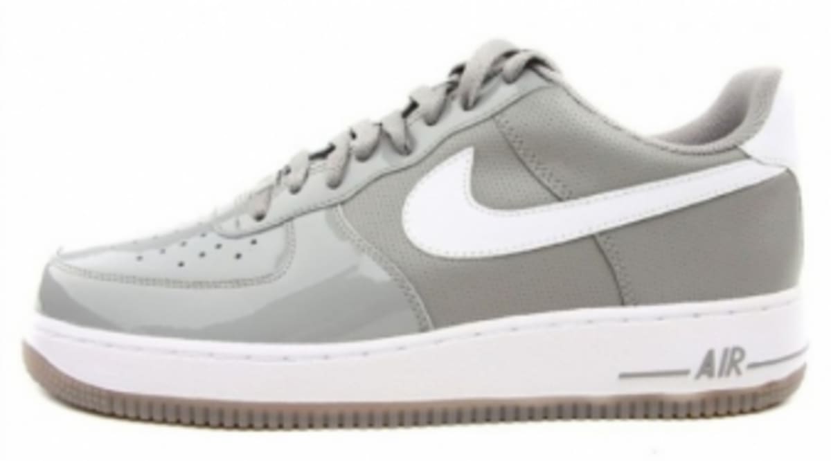 gray and white air force ones
