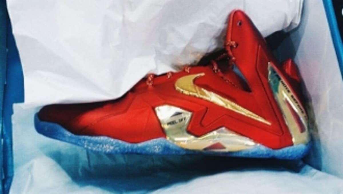 lebron shoes red and gold