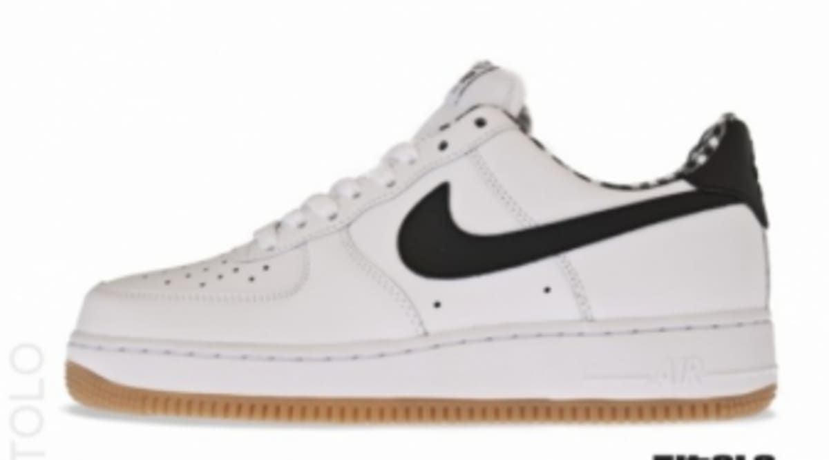 white and black air force 1 with gum sole