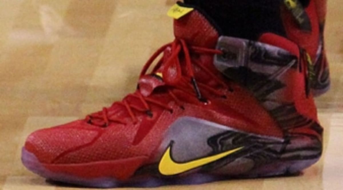 lebron james red bottom shoes