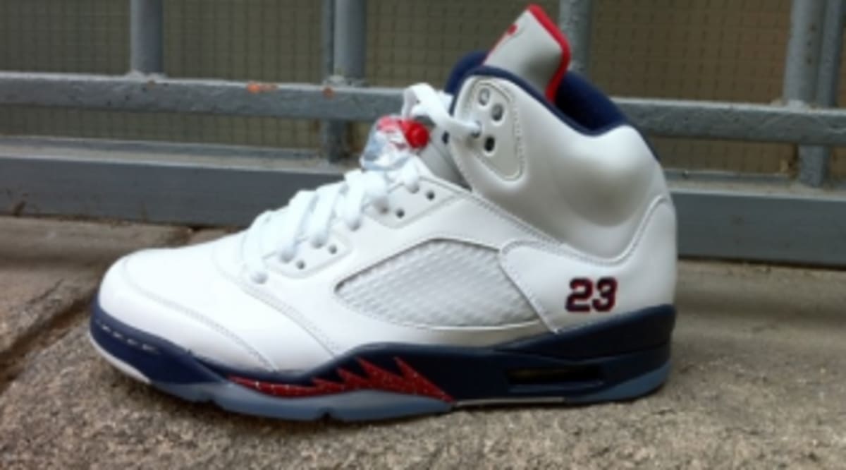 blue and red jordan 5s