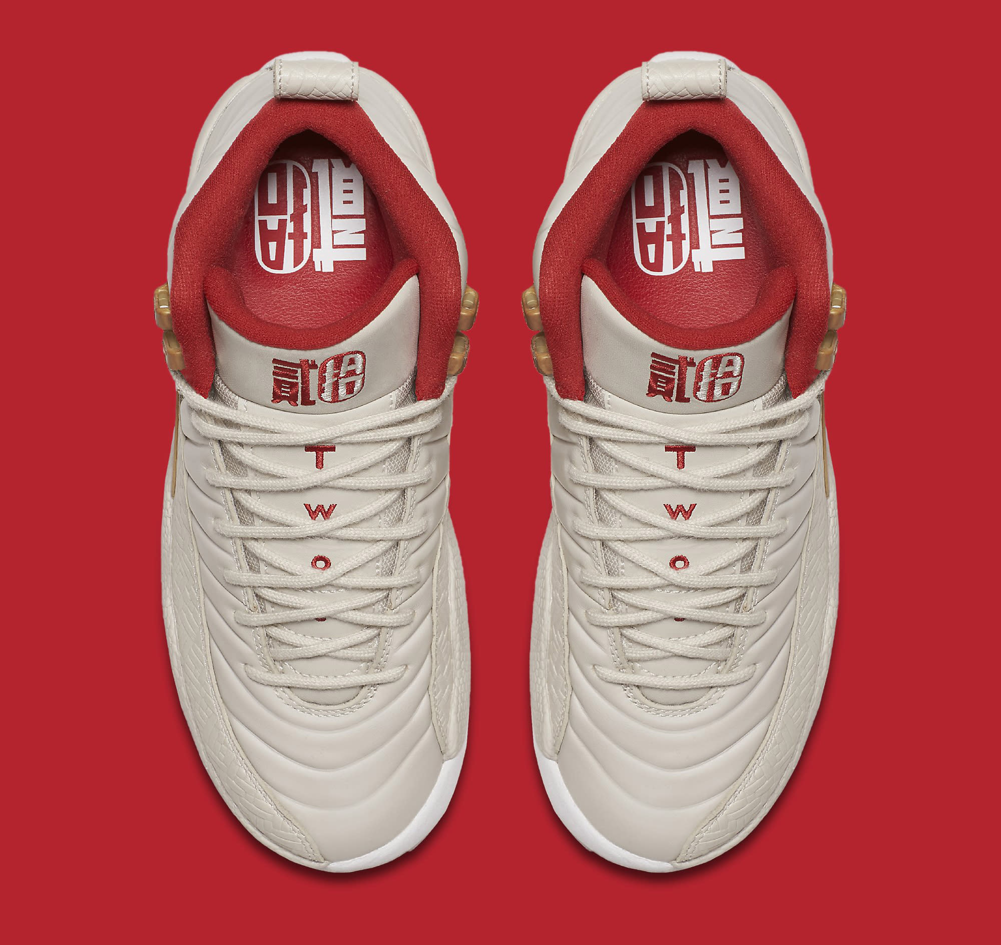 cream and red jordan 12