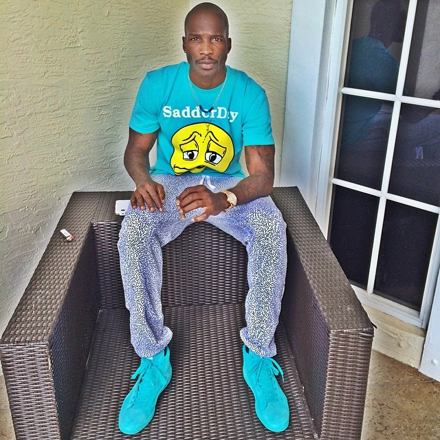 Chad Johnson wearing PUMA Suede Mid Classic Bluebird