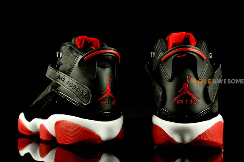 6 rings jordans on sale black and red