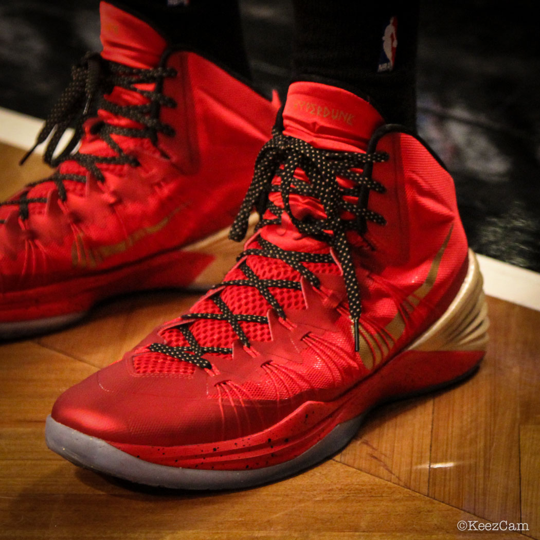 Sole Watch // Up Close At Barclays for Nets vs Heat - Rashard Lewis wearing Nike Hyperdunk 2013 PE