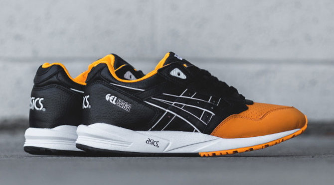 asics gel saga black orange