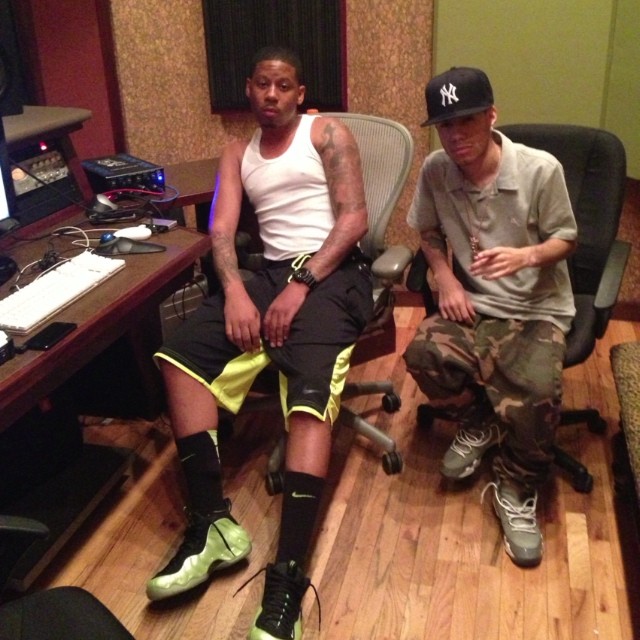 Vado wearing Nike Air Foamposite Pro Electric Green; Araab Muzik wearing Air Jordan IX 9 Cool Grey