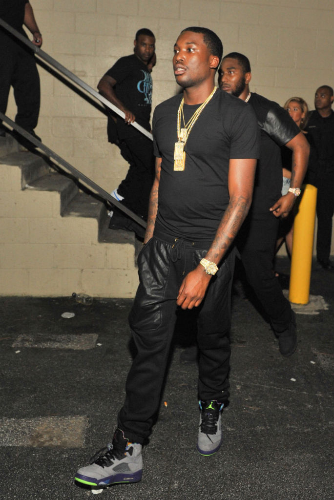 Meek Mill wearing Air Jordan V 5 Retro Bel-Air