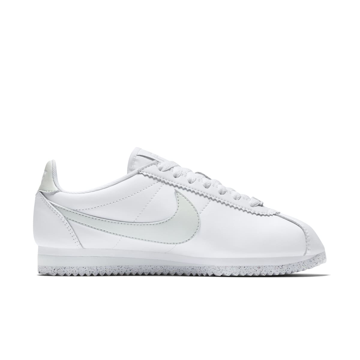 nike cortez white silver