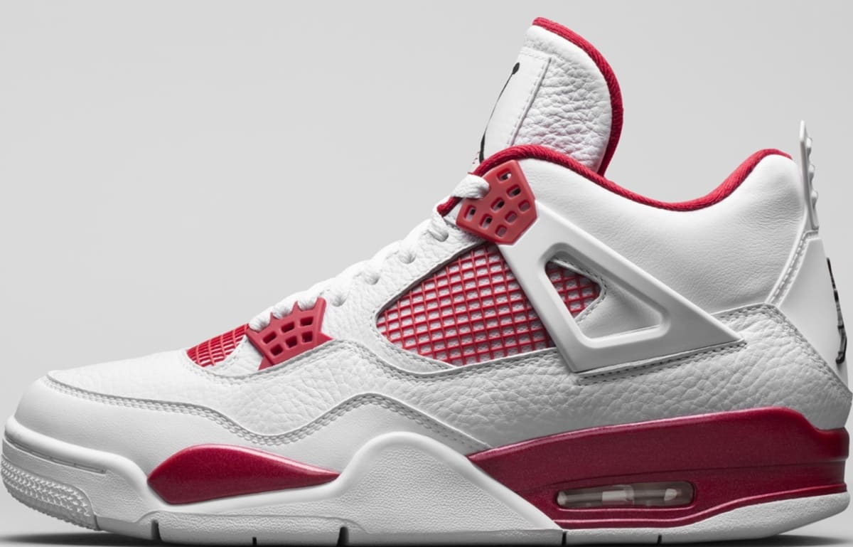white and red jordan 4s