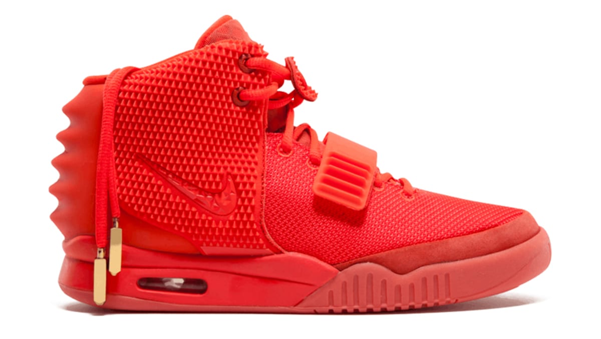 on foot air yeezy 2 red october