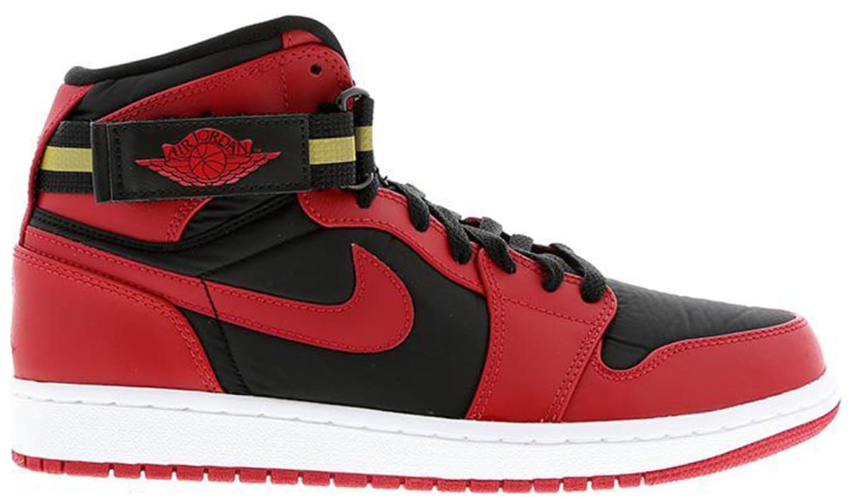 black and red jordans with strap