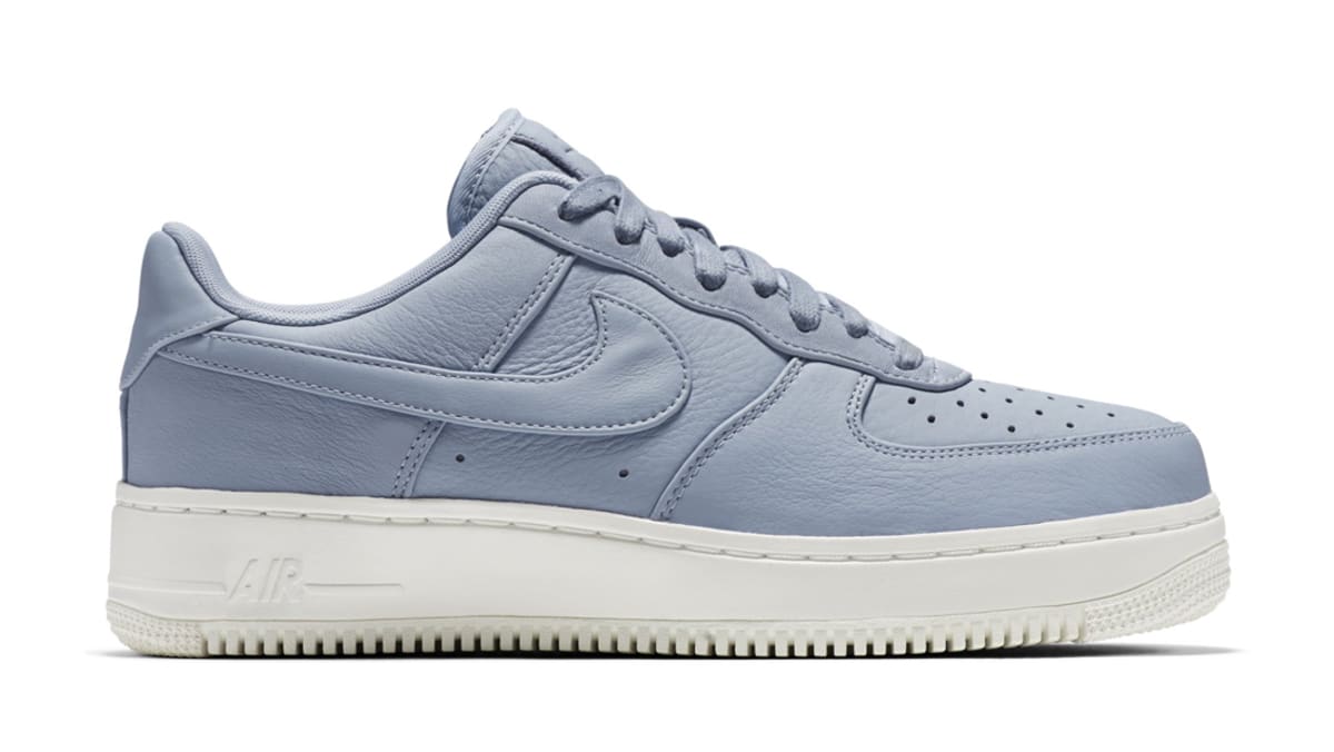 gray and blue air force ones